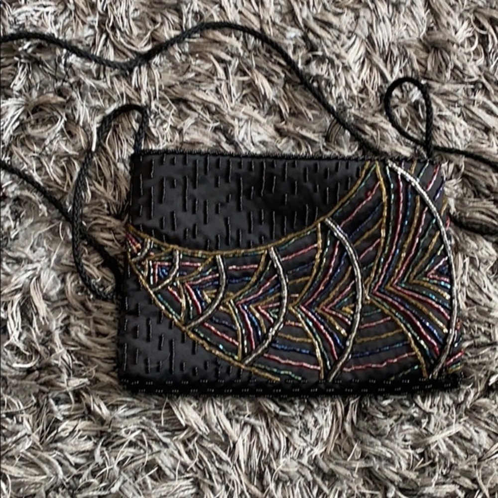 REAL Vintage beaded & satin cross body bag.